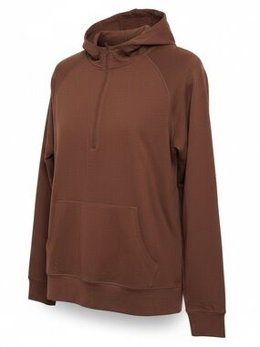 Burnside Men's Heather Chestnut Quarter Zip Hoodie M Pockets